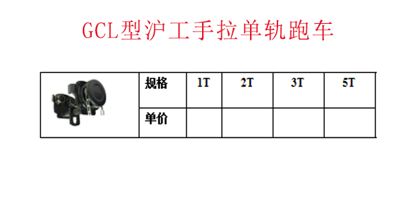 GCL型沪工手拉单轨跑车