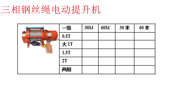 三相钢丝绳电动提升机