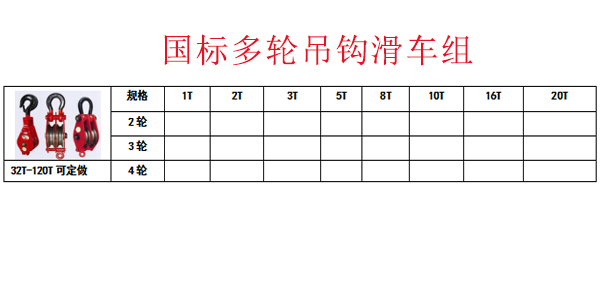 国标多轮吊钩滑车组