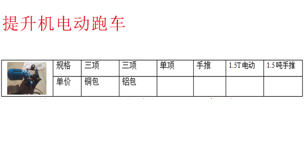 提升机电动跑车